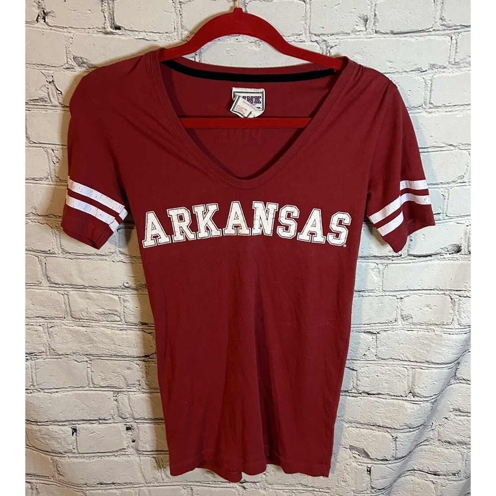 University of Arkansas Razorbacks Ladies Graphic T Shirt Victoria Secret PINK XS